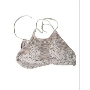Xhilaration Swimwear XL Bikini Top White Lace Floral Crochet Mesh Nude Lined